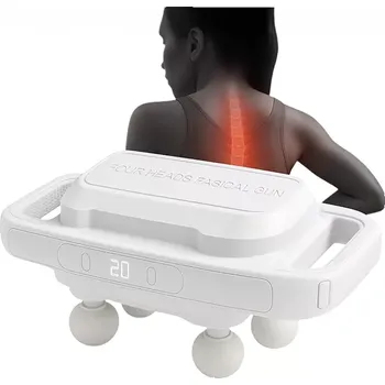 Masážní přístroj Masážní pistole se 4 hlavicemi a USB nabíjením JBY-328 - Bílá