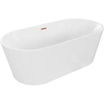 Vana Mexen Luna volně stojící vana 140 x 75 cm, bílá, přepad kartáčovaná měď - 52031407500-65 Volně stojící vany