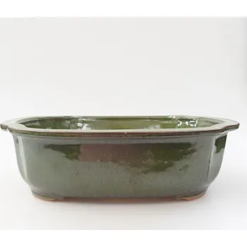 Květináč Keramická bonsai miska 24,5 x 21 x 7 cm zelená