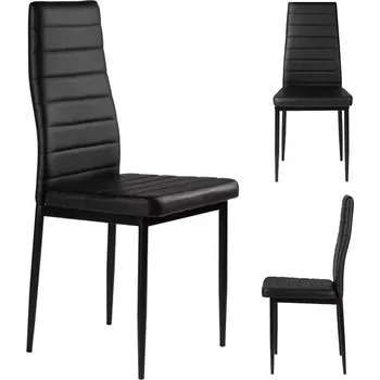 Jídelní židle Sada 4 černých jídelních židlí z eko kůže MODERNHOME