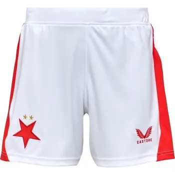 Chlapecké kraťasy CASTORE Dětské fotbalové šortky SLAVIA PRAGUE HOME SHORT JR S Bílá, Červená