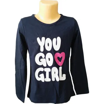 Dívčí tričko VENERE you go girl dlouhý rukáv temně modré Barva: Modrá tmavá, Velikost: 116