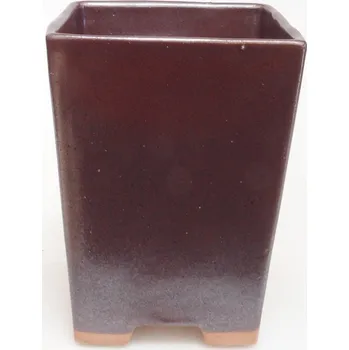 Květináč Keramická bonsai miska 9 x 9 x 12 cm hnědá