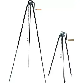 Outdoor vaření Trojnožka 1,8 m teleskopická s kladkou (bezpečné zavěšení kotlíku díky kladce a pojistce - plynulá regulace výšky nad ohněm)