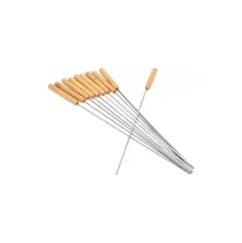 Vidlička na maso Jehly ploché s dřevěnou rukojetí 10 ks (kvalitní grilovací jehly pro přípravu pokrmů, pro grilování masa, zeleniny i mořských plodů)