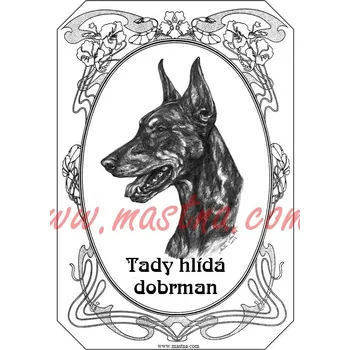 Cedulka dobrman secesní 2 - Bez samolepicí vrstvy