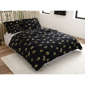 Povlečení Povlečení z mikrovlákna FOUR LEAF CLOVER černé Rozměr povlečení: 70 x 90 cm | 140 x 200 cm