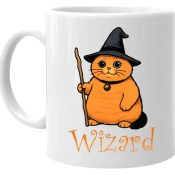 Žertovný předmět Wizard - kočičí čaroděj - hrnek s potiskem- Tričkový.cz