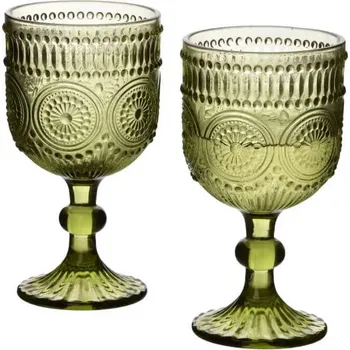 Sklenice Skleněné poháry na nápoje ELISE GREEN 330 ml 4 ks