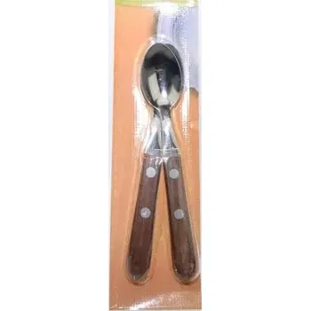 Příbor Tramontina lžička na kávu 2 ks s dřevěnou střenkou (dřevěná střenka dodává příjemný pocit při držení lžičky na kávu Tramontina)