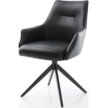 Jídelní židle Otočná židle Alja-Flex s područkami pravá kůže černá Křížový rám