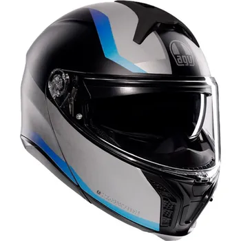 Helma na motorku AGV TOURMODULAR E2206 MPLK STRAY BLACK/GREY/BLUE vel. M