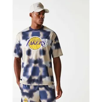 Pánské triko New Era LA LAKERS NBA ALL OVER PRINT S Tmavě modrá, Béžová, Žlutá, Bílá