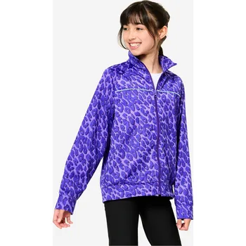 Dívčí bunda DECATHLON Dívčí prodyšná bunda Leopard 5-6 LET FIALOVÁ