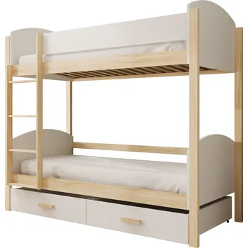 Postel ADRK Patrová postel JORI, CH-JOR-WP-180-M, 180x80 cm s matrací, borovice/bílá