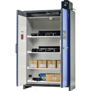 Skříň na nabíjení Li-Ion baterií asecos, SmartStore-Pro, 4 police, š 1200 mm