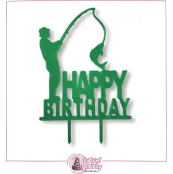 Rybář happy birthday - plastový zápich - Bílá