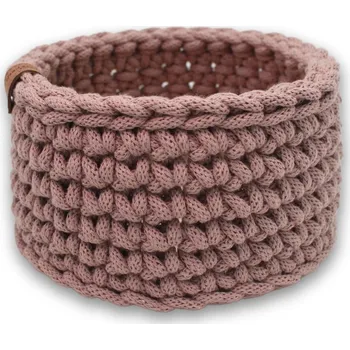 Háčkov Kulatý háčkovaný košík - Classic Barva: Béžová, Průměr dřevěného dna: XS - 10 cm