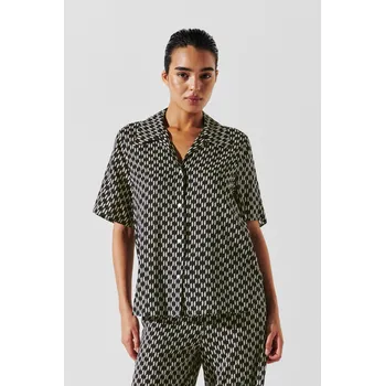 Dámské plavky PLÁŽOVÉ OBLEČENÍ KARL LAGERFELD MONOGRAM SS BEACH SHIRT KL MONOGRAM BLACK/WHITE