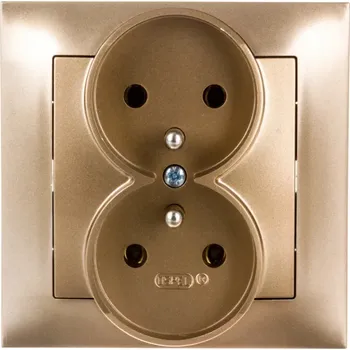 Elektrická zásuvka Zásuvka 0 dvojitá IMPRESJA GP-2YZ/28 Z uziemieniem Zlatý metalik OSPEL