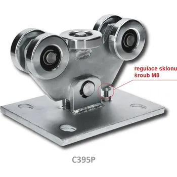 Pohon brány nosný vozík Piccolo - kyvný vozík posuvné samonosné brány do 300 kg, do C profilu 67 x 67 mm, Combi Arialdo