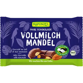 Čokoláda Rapunzel Výprodej Čokoláda mléčná s mandlemi 100 g BIO RAPUNZEL-exp. 11.07.2025