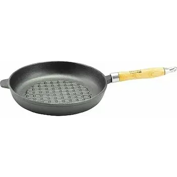Hrnec Pánev grilovací s dřev ručkou 24 cm (grilovací pánev kulatá s dřevěnou rukojetí Ø 24 cm)