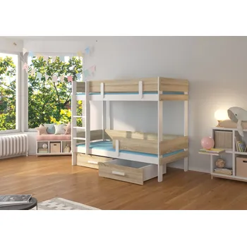 Postel ADRK Patrová postel ETIONA, CH-Eti-W+S-208-E2132, 200x90 cm, bílá/dub sonoma