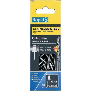 Vrták Nýty nerezové Rapid 4,8x10mm, 50ks+vrták