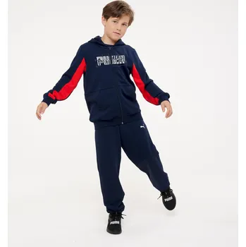 PUMA Dětská sportovní souprava na zip 7-8 LET MODRÁ|ČERVENÁ