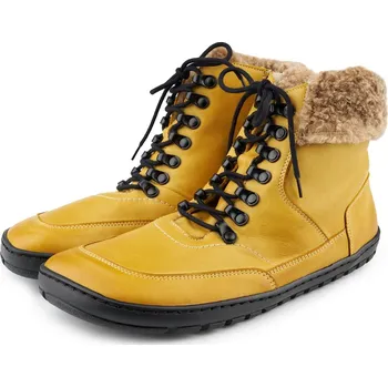 Dámská zimní obuv Vlnka Dámské barefoot kožené kotníkové boty s ovčí vlnou Darja žlutá velikost obuv dospělí 38