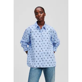 Dámská košile HALENKA KARL LAGERFELD IKON AOP PRINT BLOUSE KENTUCKY BLUE STRIPE