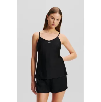 Dámské pyžamo PYŽAMO KARL LAGERFELD ESSENTIAL LOGO SATIN PJ SET BLACK