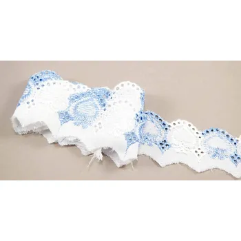 Krajka Madeira - modro - bílá - šířka 4 cm