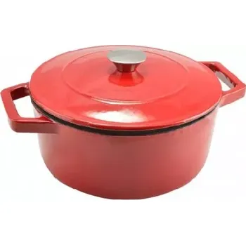 Hrnec Hrnec litina/smalt 4 L červený s nerez madlem (litinový hrnec o objemu 4 L s červeným smaltovaným povrchem)