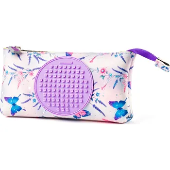 Penál PIXIE CREW penál s motýlky a fialovým silikonovým panelem + Brožurka kreativních nápadů + 30 malých různobarevných pixelů zdarma