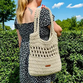 Kabelka Háčkov Háčkovaná taška - Windy Barva: Antracit, Velikost: Velká