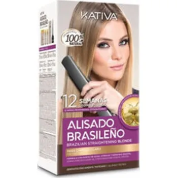 Kosmetická sada Kativa Brazilian Straightening Blonde Kit - Sada s keratinem pro narovnání vlasů 225 ml