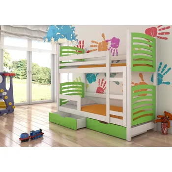 Postel ADRK Patrová postel OSUNA, CH-Osu-W+G-D060, 180x75 cm s matrací, bílá/zelená