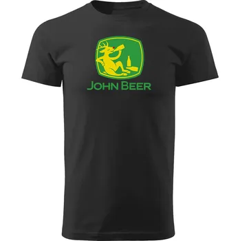 Pánské tričko Grooters Vtipné tričko - John Beer Barva: Černá, Velikost: M