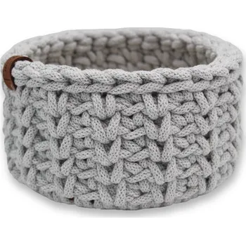 Háčkov Kulatý háčkovaný košík - Noomi Barva: Béžová, Průměr dřevěného dna: XS - 10 cm