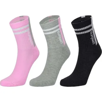 Dětské ponožky Umbro STRIPED SPORTS SOCKS JNR - 3 PACK 32/35 Šedá, Růžová, Černá, Bílá