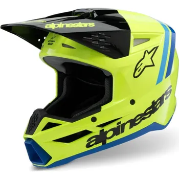 Helma na motorku Alpinestars SM3 Youth Radium yellow/black/blue glossy helmet vel. YL