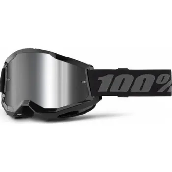 Motocyklové brýle STRATA 2 NEW, brýle 100% černé, stříbrné plexi