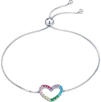 Náramek Elenys stříbrný nastavitelný náramek Duhové srdce