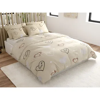 Povlečení Bavlněné povlečení DEAMON béžové Rozměr povlečení: 70 x 90 cm | 140 x 220 cm