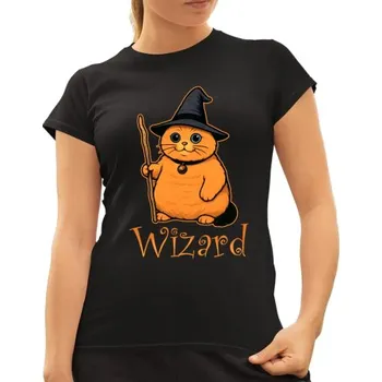 Žertovný předmět Wizard - kočičí čaroděj - dámské tričko s potiskem- Tričkový.cz