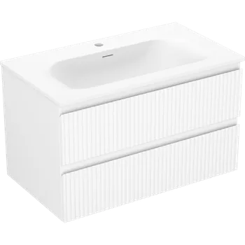 Koupelnový nábytek Mexen Rivel koupelnová skříňka 80 cm s umyvadlem Vela, 2 zásuvky, rýhovaná, bílý mat - 91A20-08047-2-BFF01-W23M01 Skříňky s umyvadlem