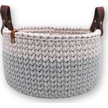 Háčkov Kulatý háčkovaný košík - Ester Barva-spodní: Vínová, Barva-vrchní: Misty