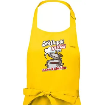 Kuchyňská zástěra Nejlepší guláš vaří babička - Dámská zástěra na vaření - Univerzální velikost ( Žlutá )